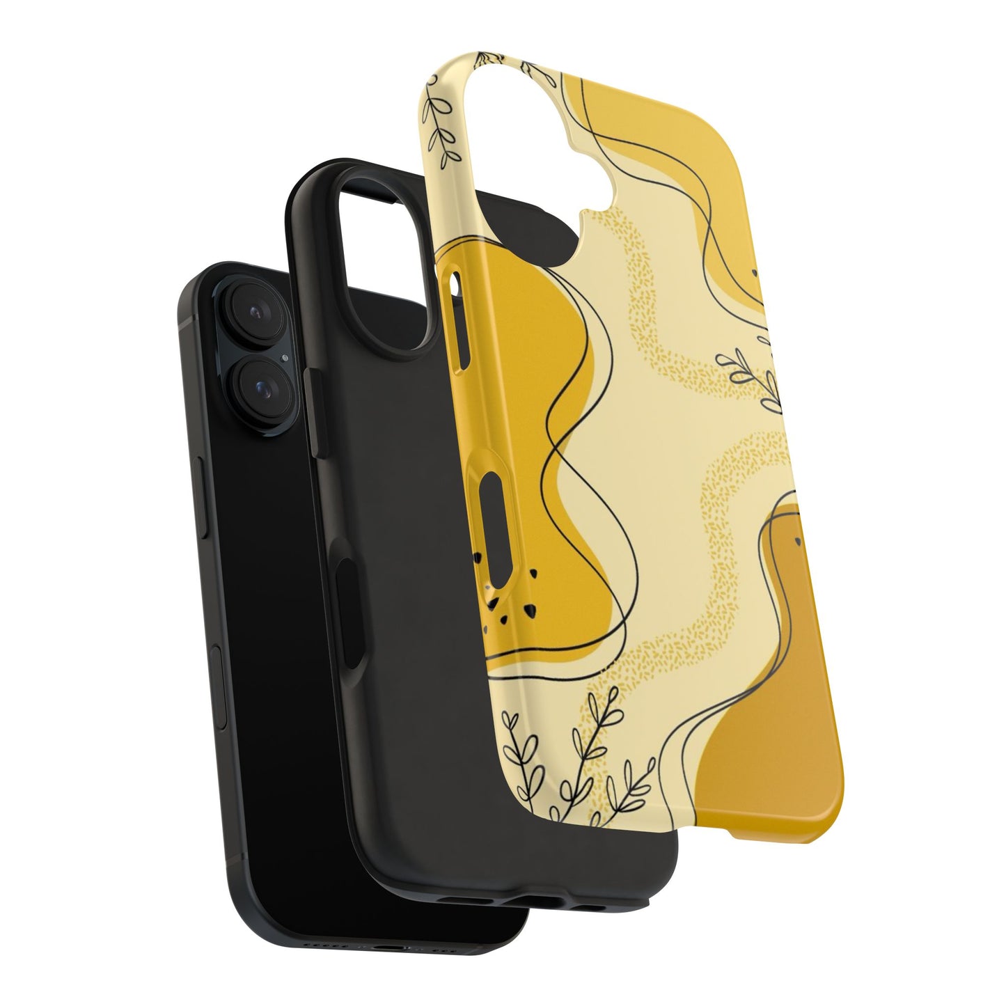 Artistic Yellow Phone Case, Tough Phone Protection, Modern Design, Gifts for Her, Phone Accessories, Unique Cell Phone Cover