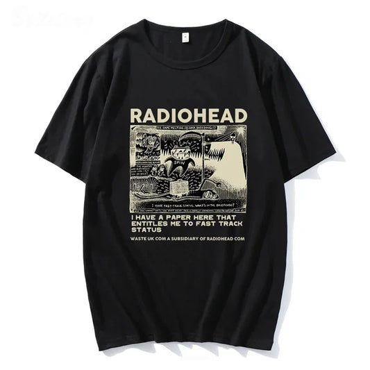 Radiohead Tshirt Retro Classic Tshirt North American Tour Rock Boys and Womens Tshirt Camisetas Hombre Hip Hop Street Casual Top