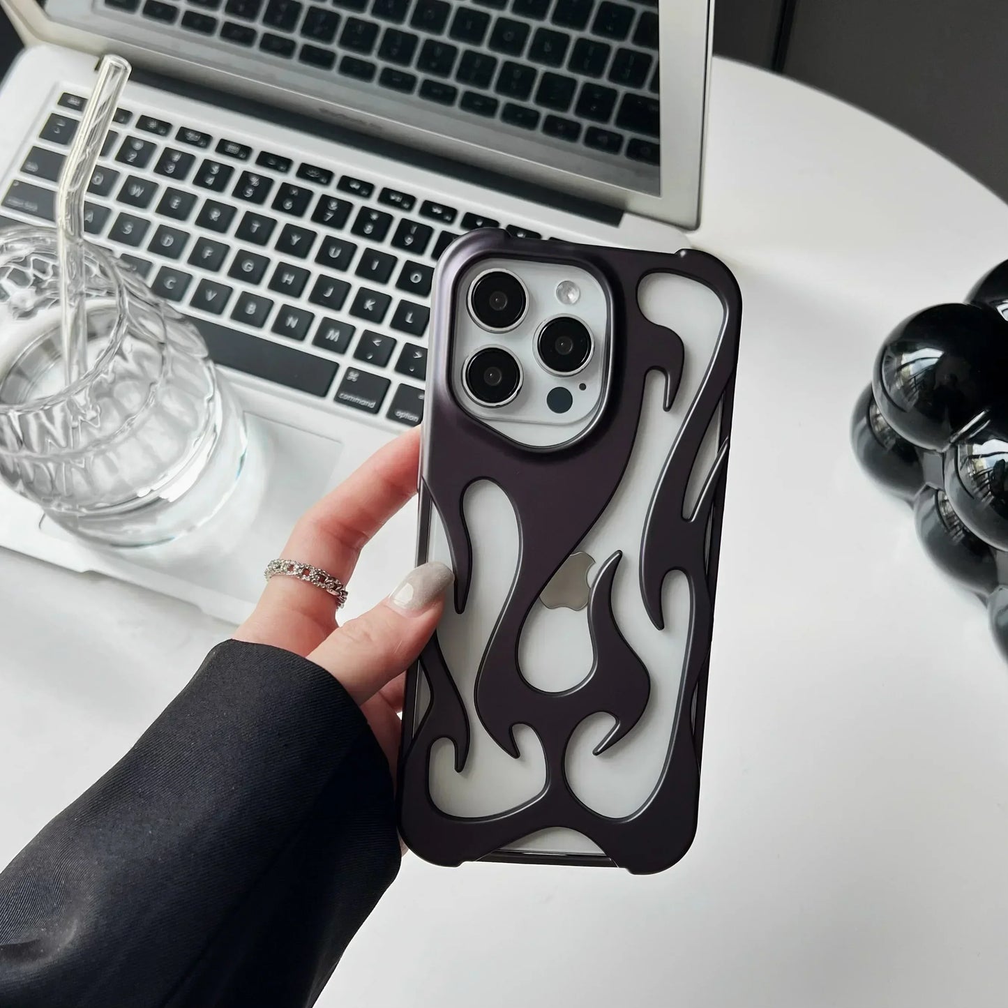 Hollowed Flame Phone Case in plating colors