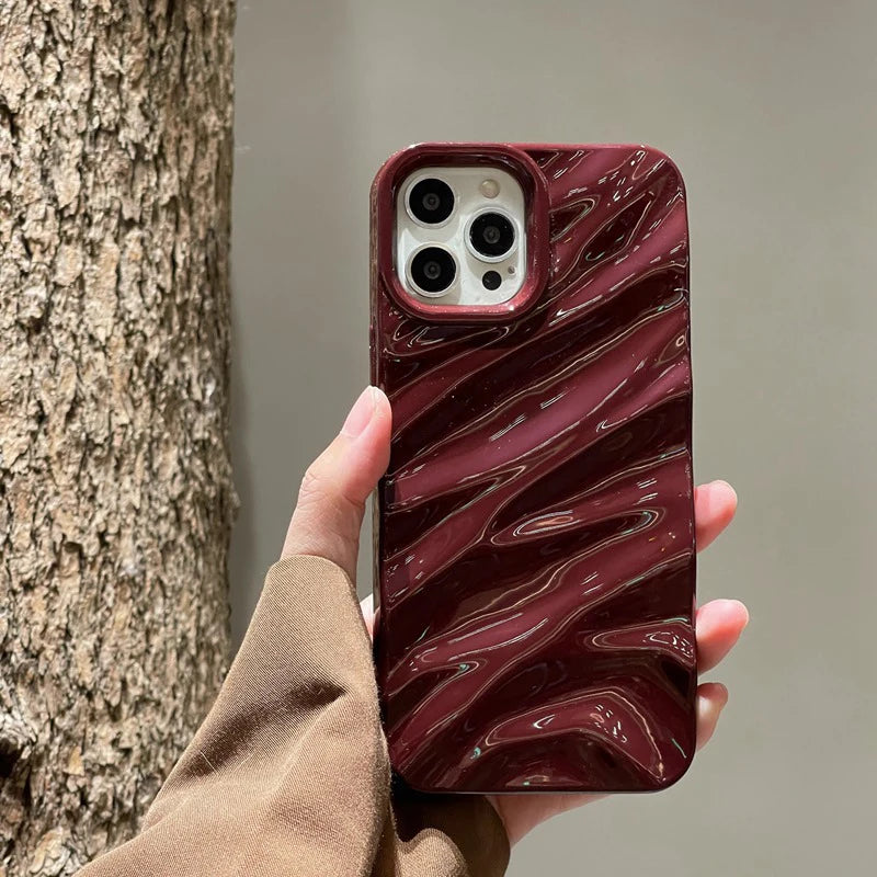 3D Wave Phone Case Solid Back Cover