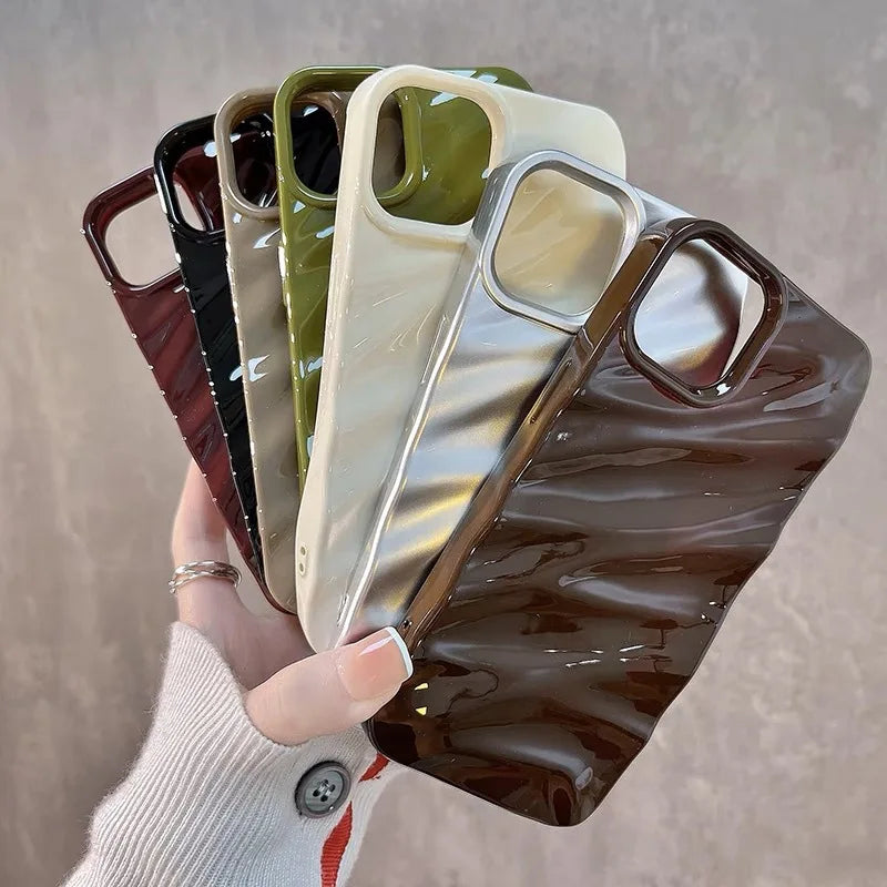 3D Wave Phone Case Solid Back Cover