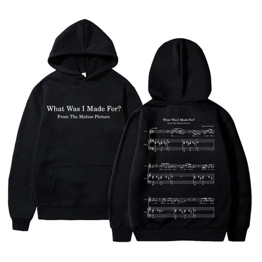 A men's loose hoodie with sporty images and musical patterns featuring a retro style and high-quality casual sweatshirt
